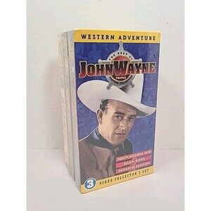 John Wayne Western Adventure 3 Video Collector's Set Triple Feature VHS Sealed